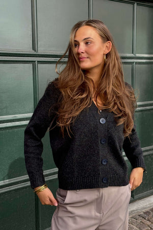 Strikket Cardigan - Mørk Grå