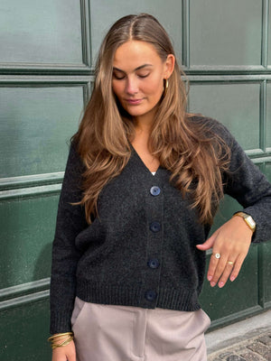 Strikket Cardigan - Mørk Grå