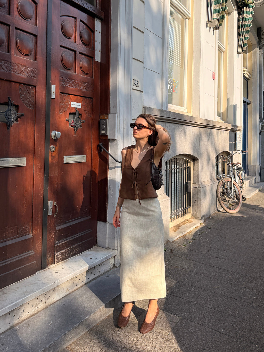 Lin vest - Brun