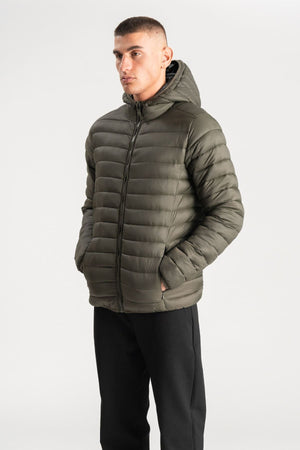 Hooded Light Puffer Jakke - Olive