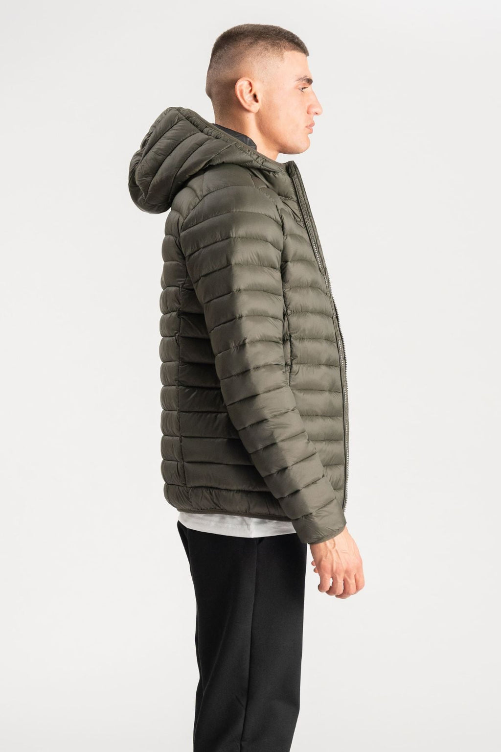 Hooded Light Puffer Jakke - Olive