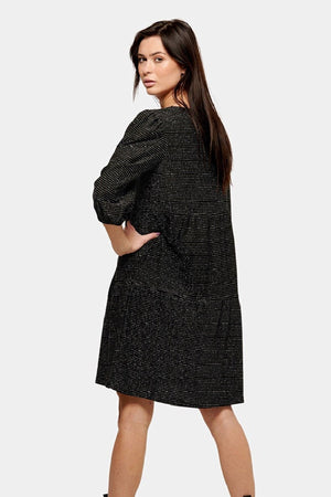 Kjole med glimmerstriper - Svart
