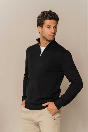 Pullover Half Zip - Svart