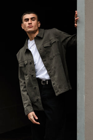 Twill Skjortejakke - Mørk Oliven