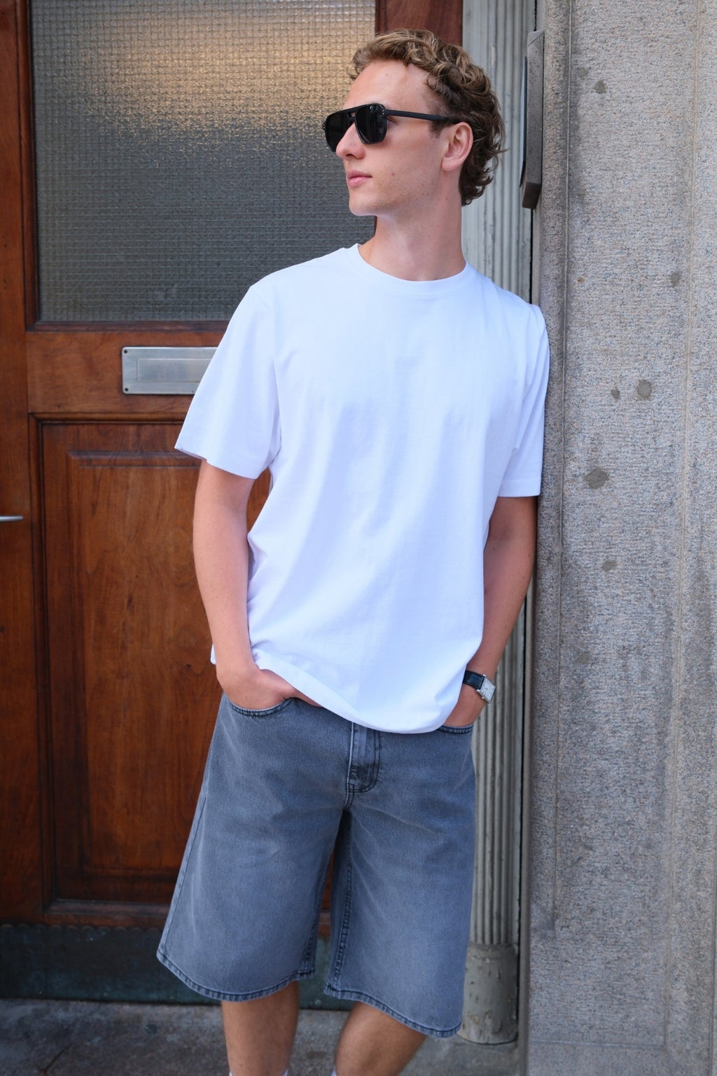 Denim Shorts Loose - Grå