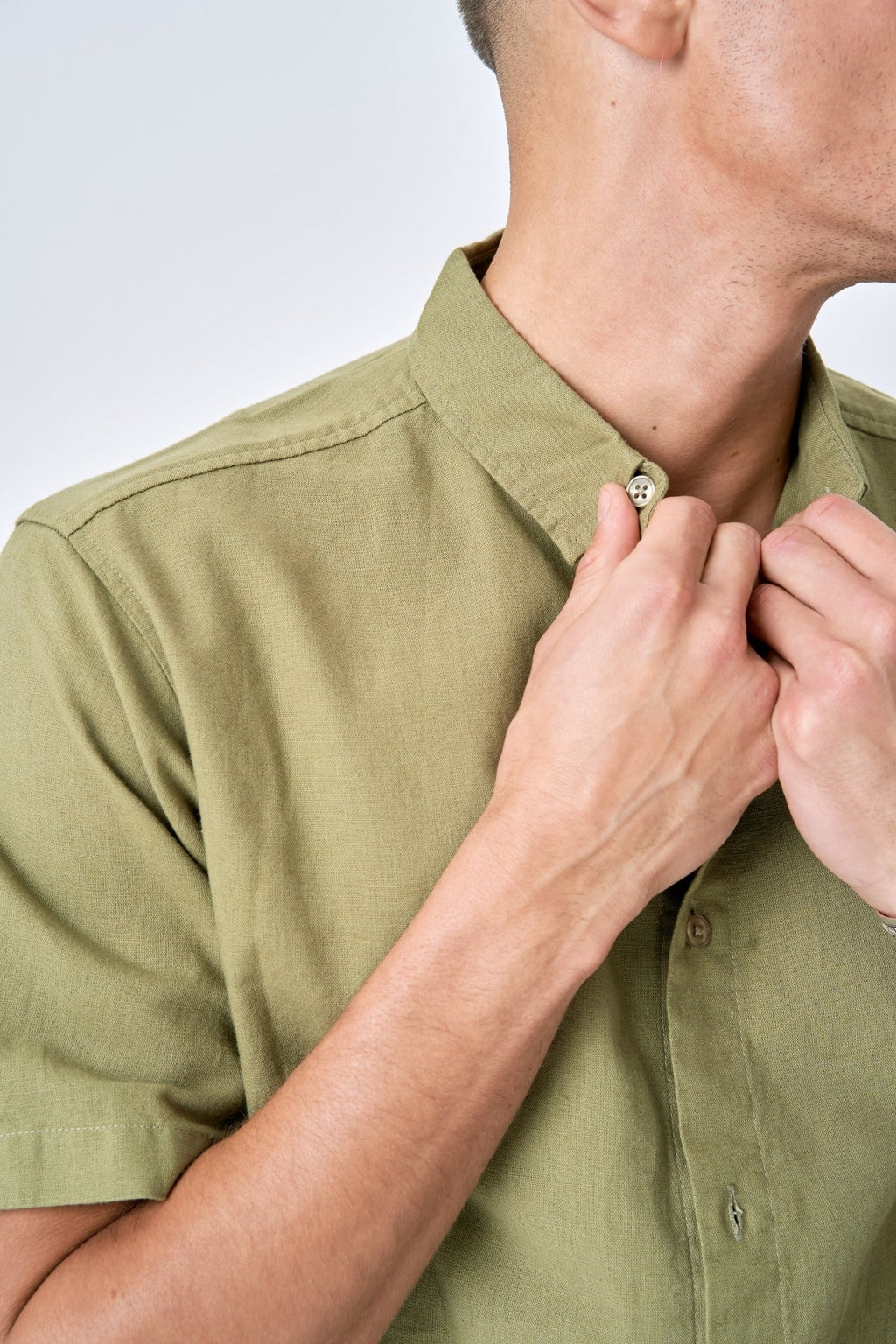 Kortermet Linskjorte - Grønn