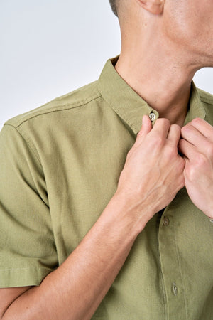 Kortermet Linskjorte - Grønn