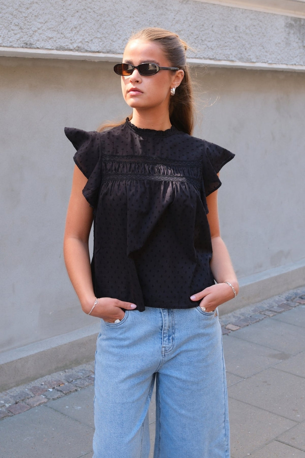 Trine Lace Top - Sort