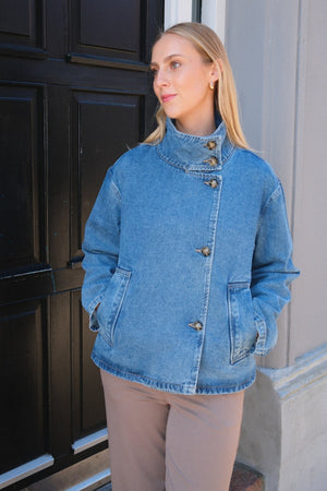 Tilla Gro L/S Denim Jakke - Medium Blå Denim