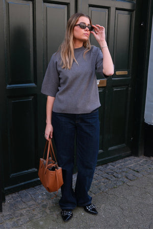 Reynard 2/4 strikket genser - Medium grå melange