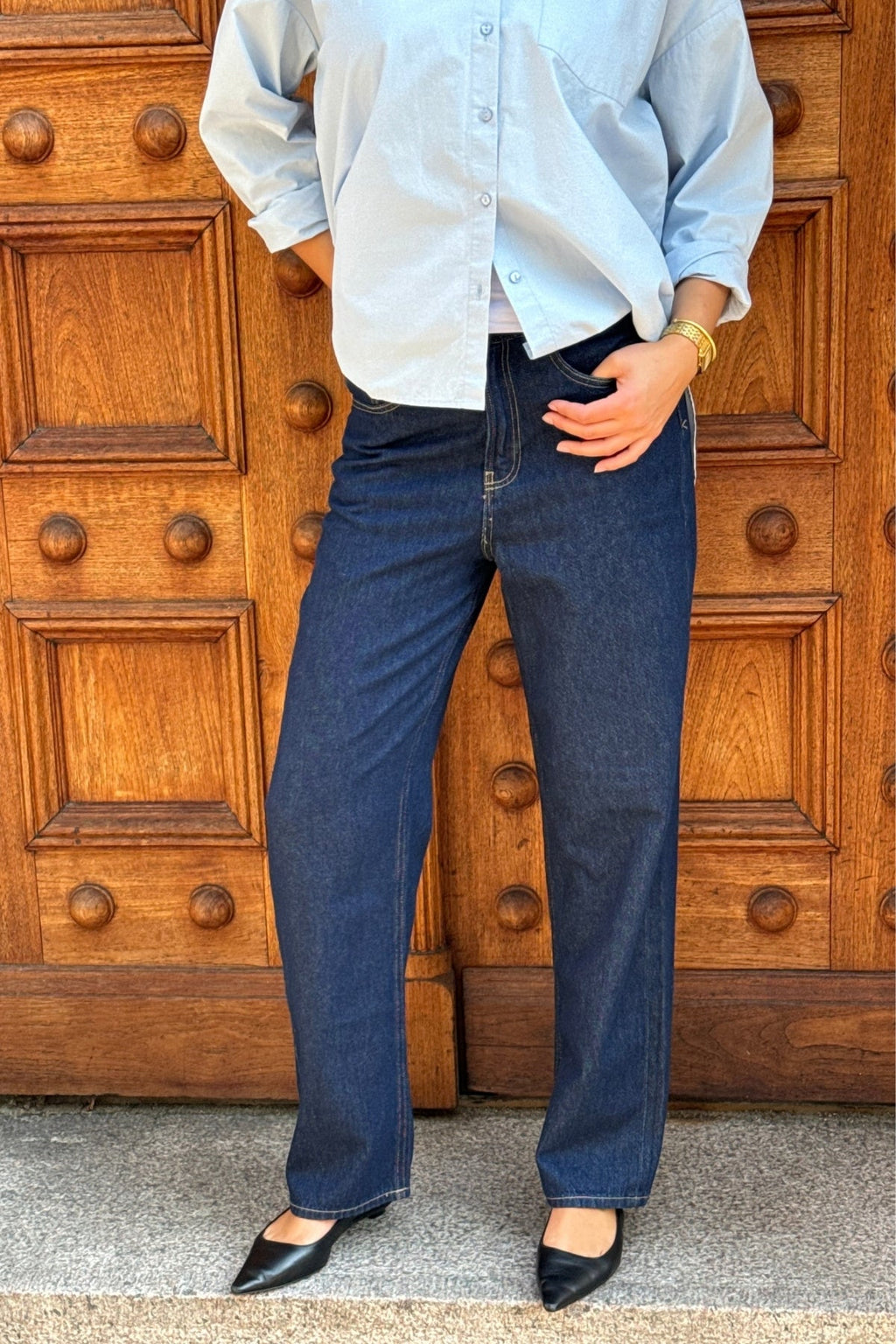 Performance Wide Jeans - Dark Blue Denim