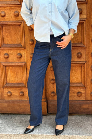 Performance Wide Jeans - Dark Blue Denim