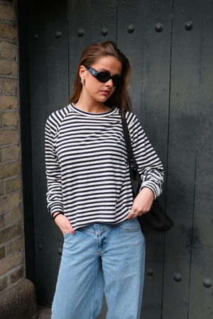 Strippet Langermet Regular Fit - Blå