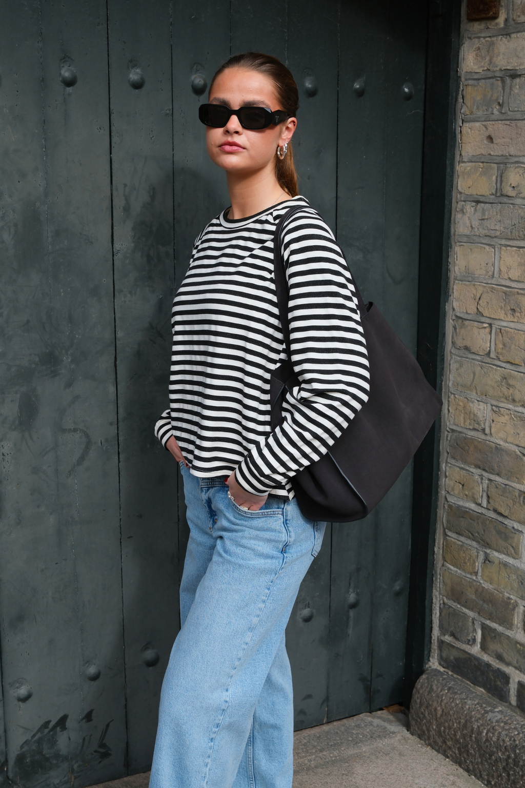 Stripet Langermet Regular Fit - Svart