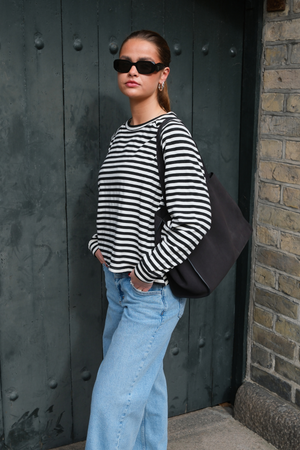 Stripet Langermet Regular Fit - Svart