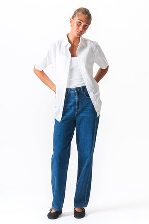 Kortermet Linskjorte - Hvit