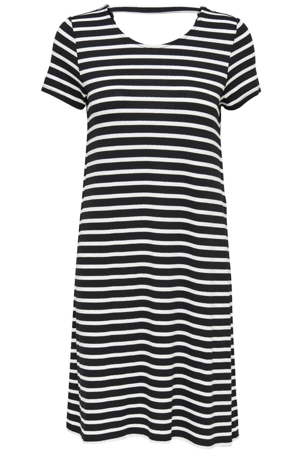 Løs kjole med ryggdetaljer - Svart cloud dancer