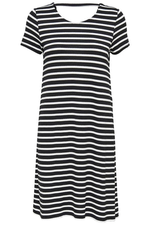 Løs kjole med ryggdetaljer - Svart cloud dancer