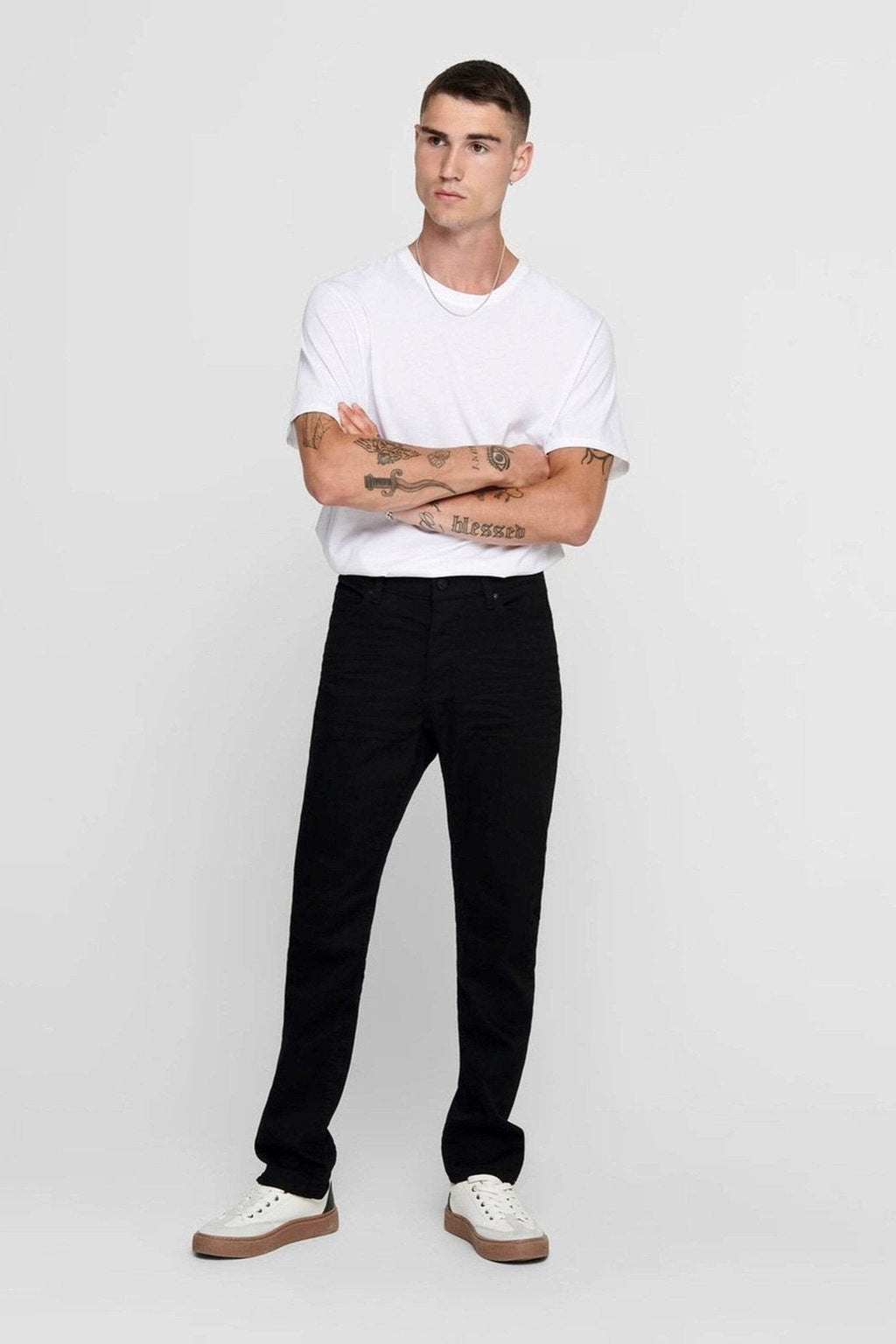 Mike Stretch Jeans - Svart (Bred passform)