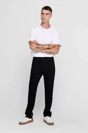 Mike Stretch Jeans - Svart (Bred passform)