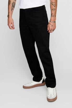 Mike Stretch Jeans - Svart (Bred passform)