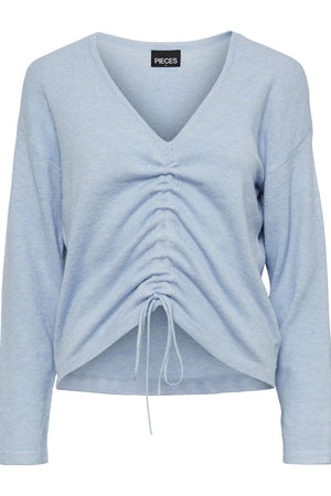 Nandi V-Neck Strikk - Kentucky Blue