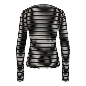 Natalia Round Neck Bluse - Svart Gull Lurex