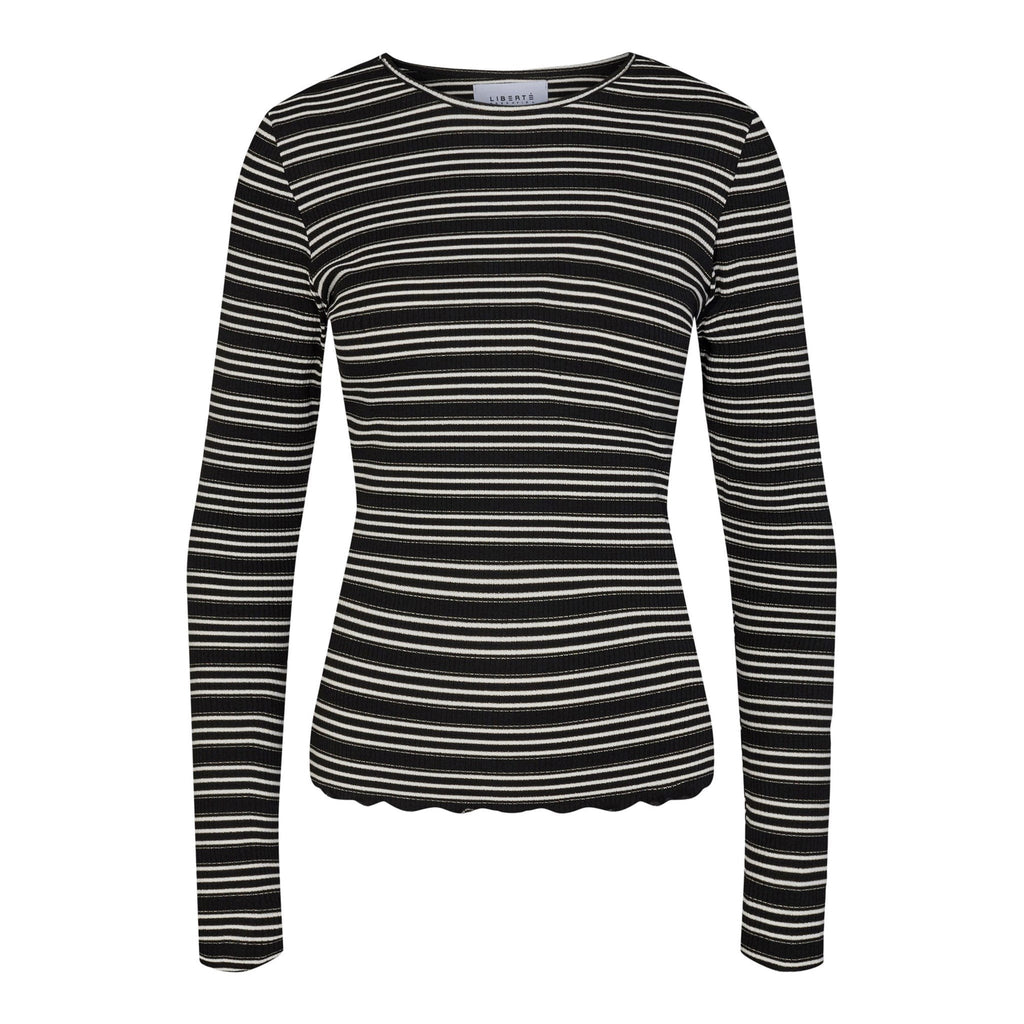 Natalia Round Neck Bluse - Svart Gull Lurex