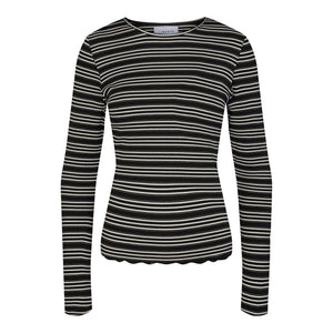 Natalia Round Neck Bluse - Svart Gull Lurex