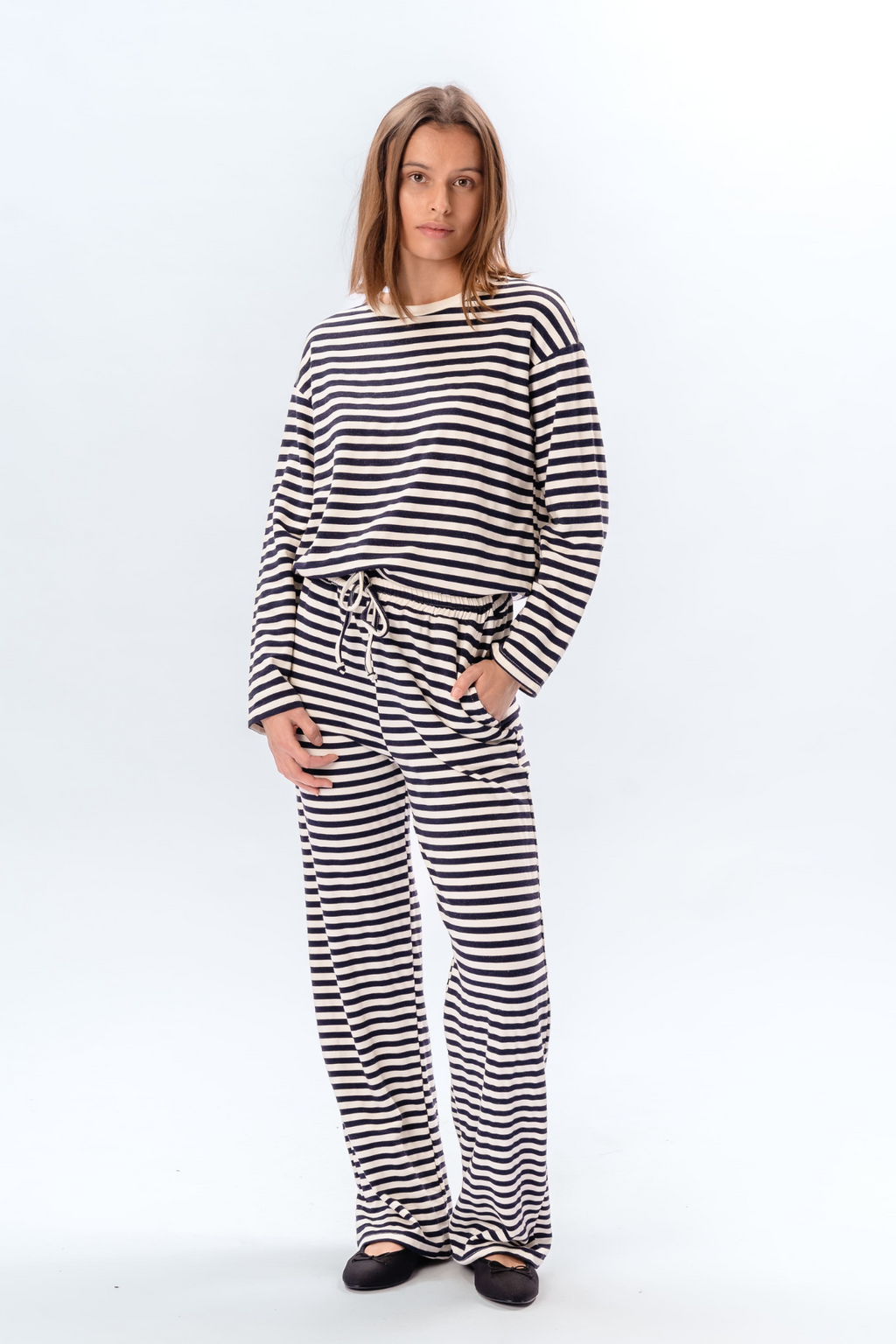 Stripet Bukser - Blå