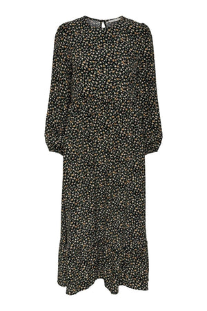 Amalie Midi Kjole - Svart/Oransje