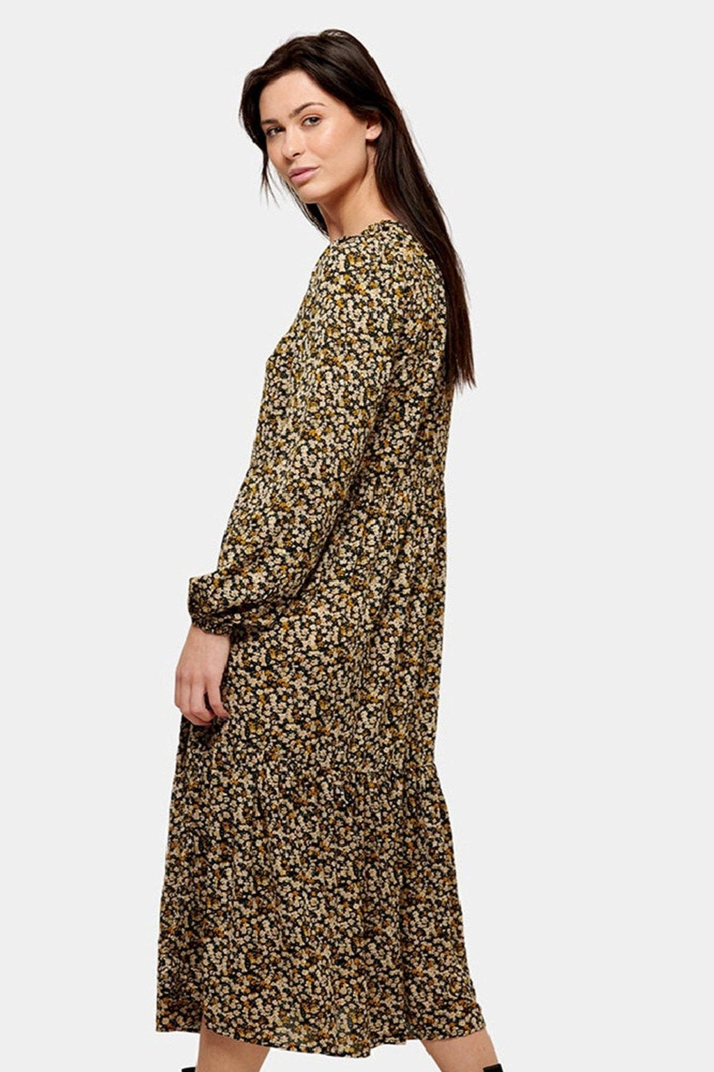 Pals blomstret kjole - Svart blomstret