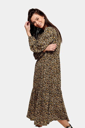 Pals blomstret kjole - Svart blomstret