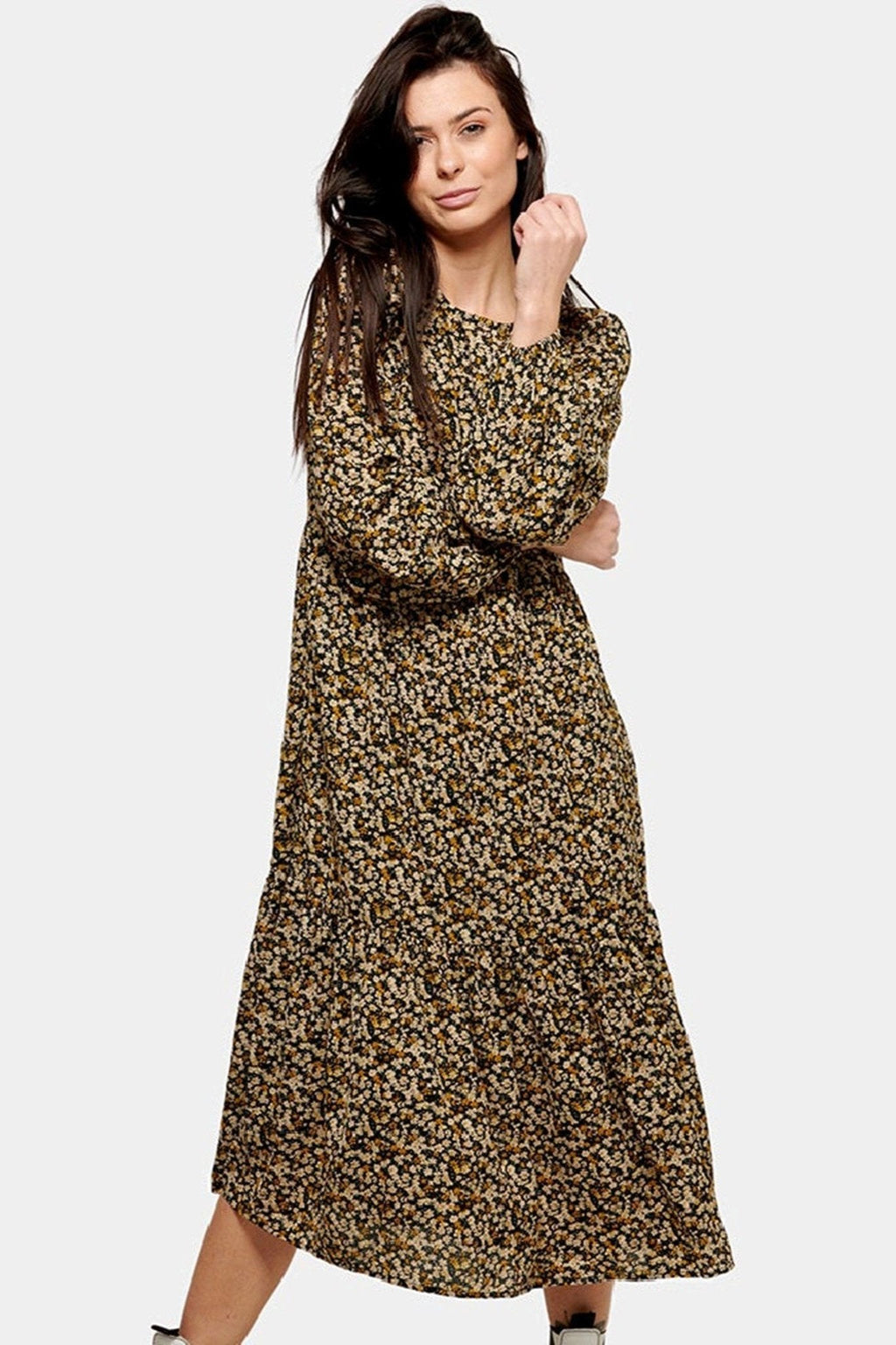 Pals blomstret kjole - Svart blomstret