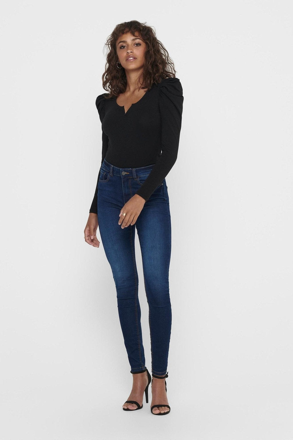 Performance Jeans - Blå denim (high waist)