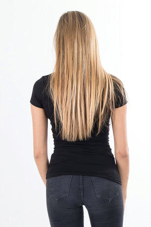 Slim Vneck basic T-shirt - Svart