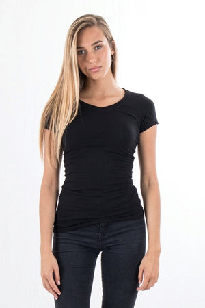 Slim Vneck basic T-shirt - Svart