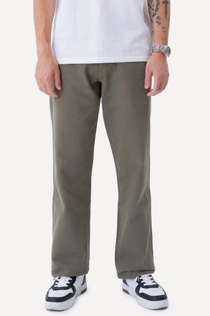 Straight Cotton Chino - Oliven