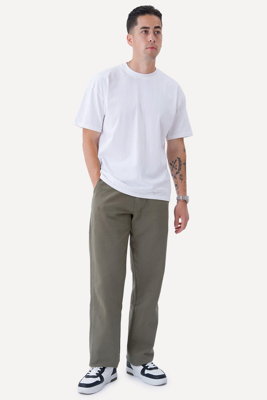Straight Cotton Chino - Oliven