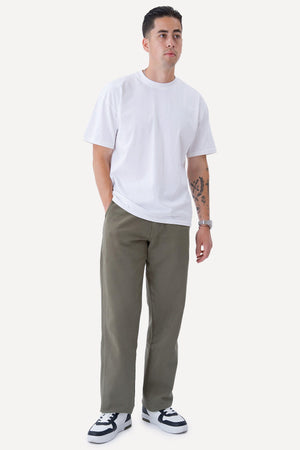 Straight Cotton Chino - Oliven