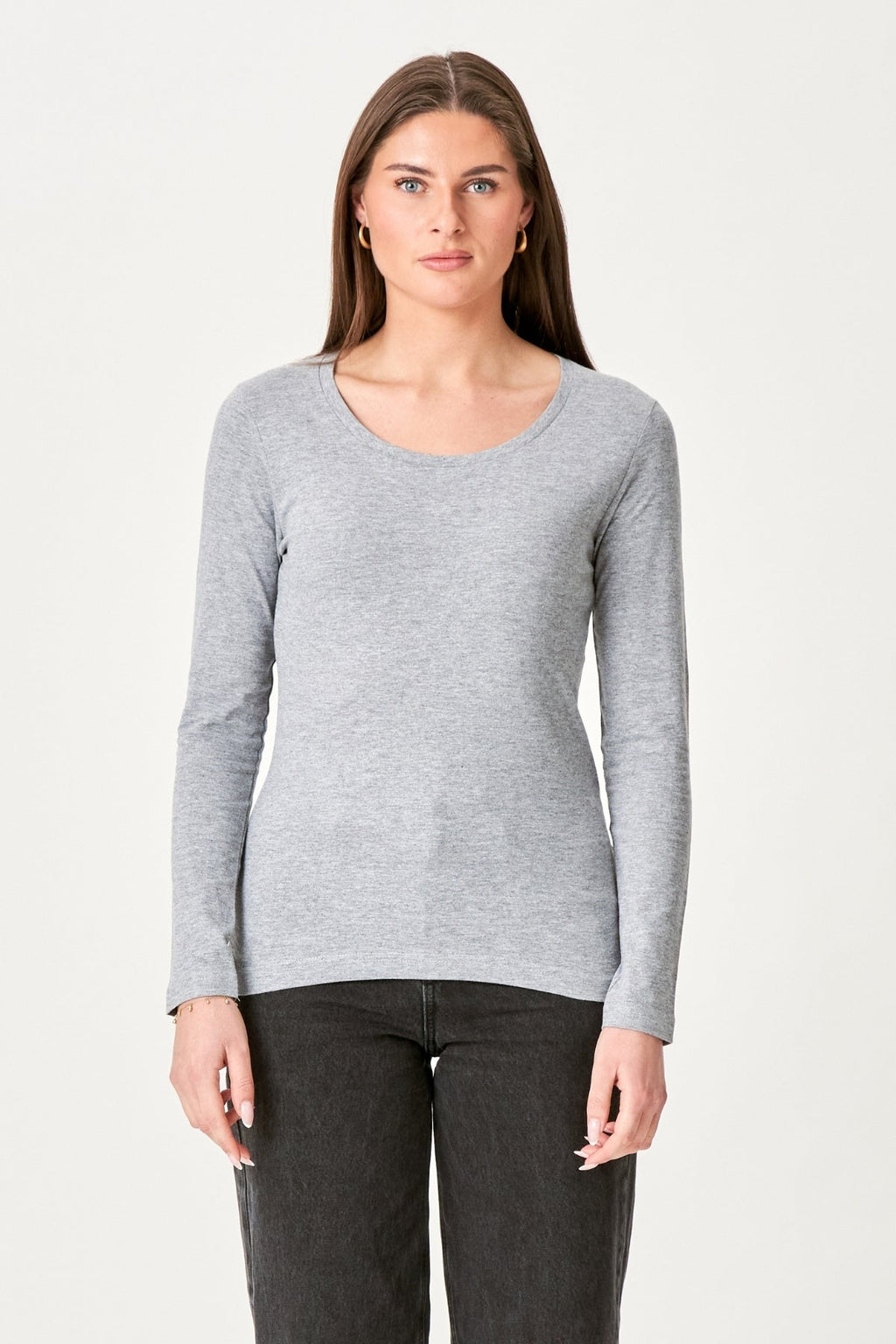 Basic Langermet T-shirt - Grå