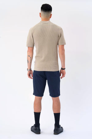 Garry Strikket Polo - Sand