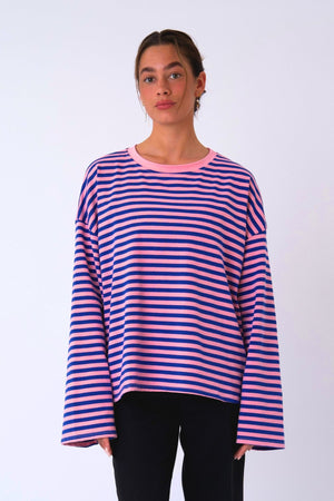 Cleo Bluse - Blå/Rosa