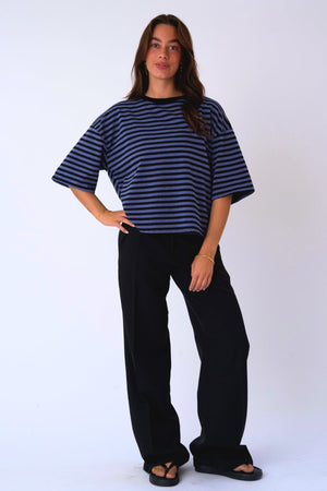 Zoe T-shirt - Svart/Denim Blue