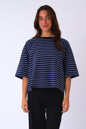 Zoe T-shirt - Svart/Denim Blue