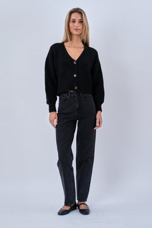 V-Neck Cardigan - Sort