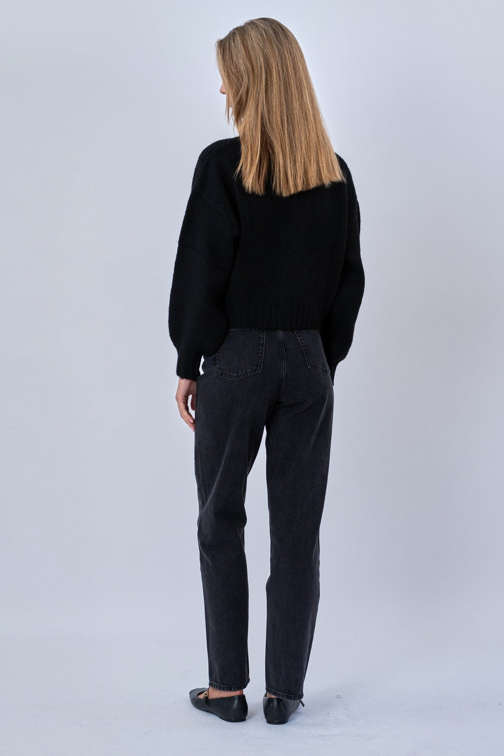 V-Neck Cardigan - Sort
