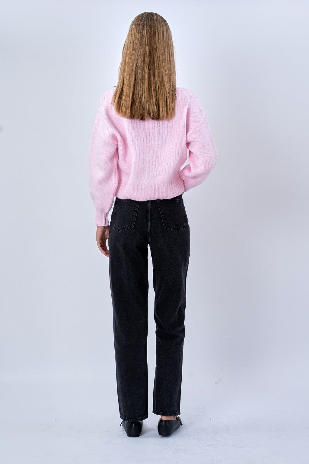Cardigan med V-hals - Rosa