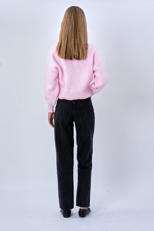 Cardigan med V-hals - Rosa