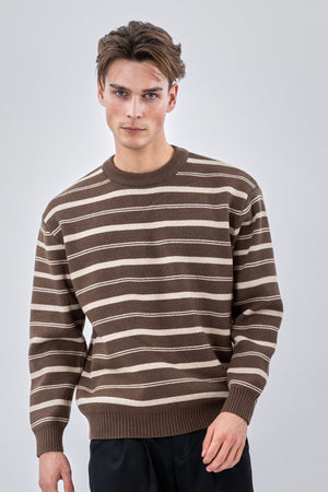Stripete Genser - Khaki